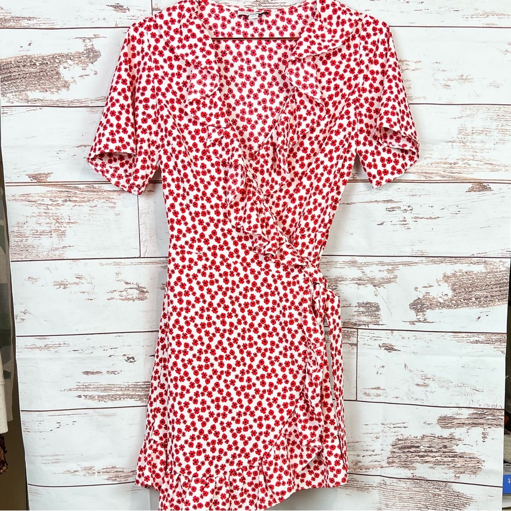 New Topshop Floral Print Wrap Mini Dress Size 6